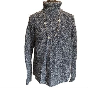 H&M Navy and White Turtleneck Sweater